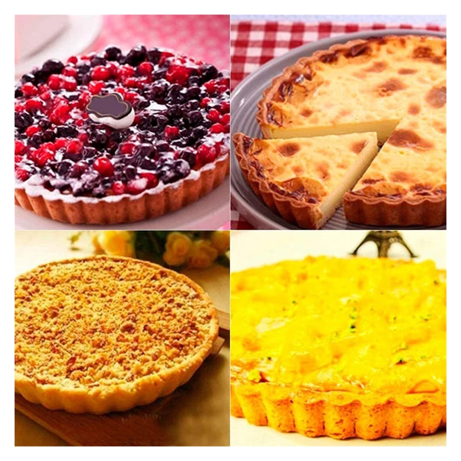 20-30 centimetri Antiaderente Crostata Quiche Flan Pan Stampi Rotondo Rimovibile Fondo Allentato Scanalato Heavy Duty Torta Pizza Torta Teglia Bakeware(30cm)