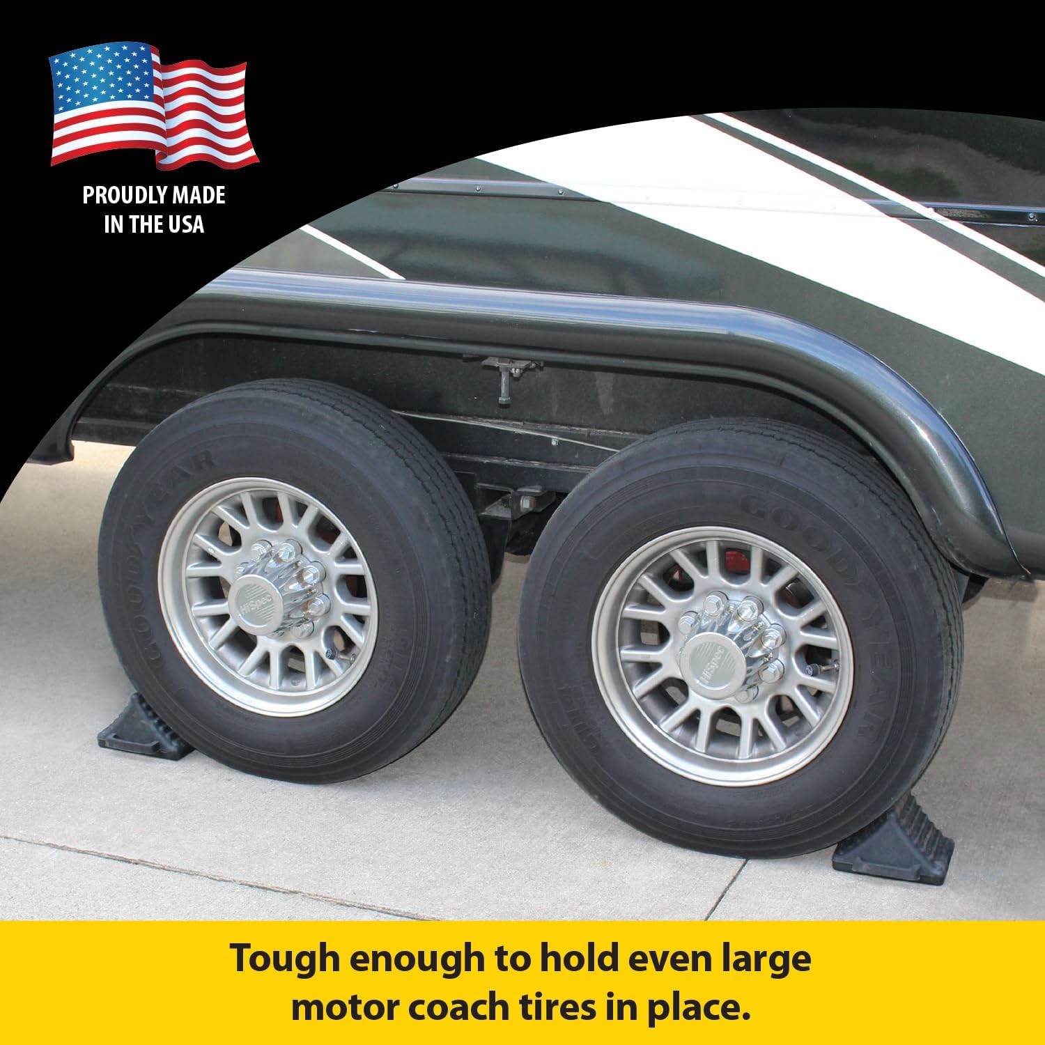 Stromberg Carlson RV Wheel Chocks for Trailer – Rubber Tire Stopper, Camper Chock Blocks, Trailer Wheel Chuck, Wheel Chocks for Cars, RV Tire Chocks for Travel Accessory, Black, Single