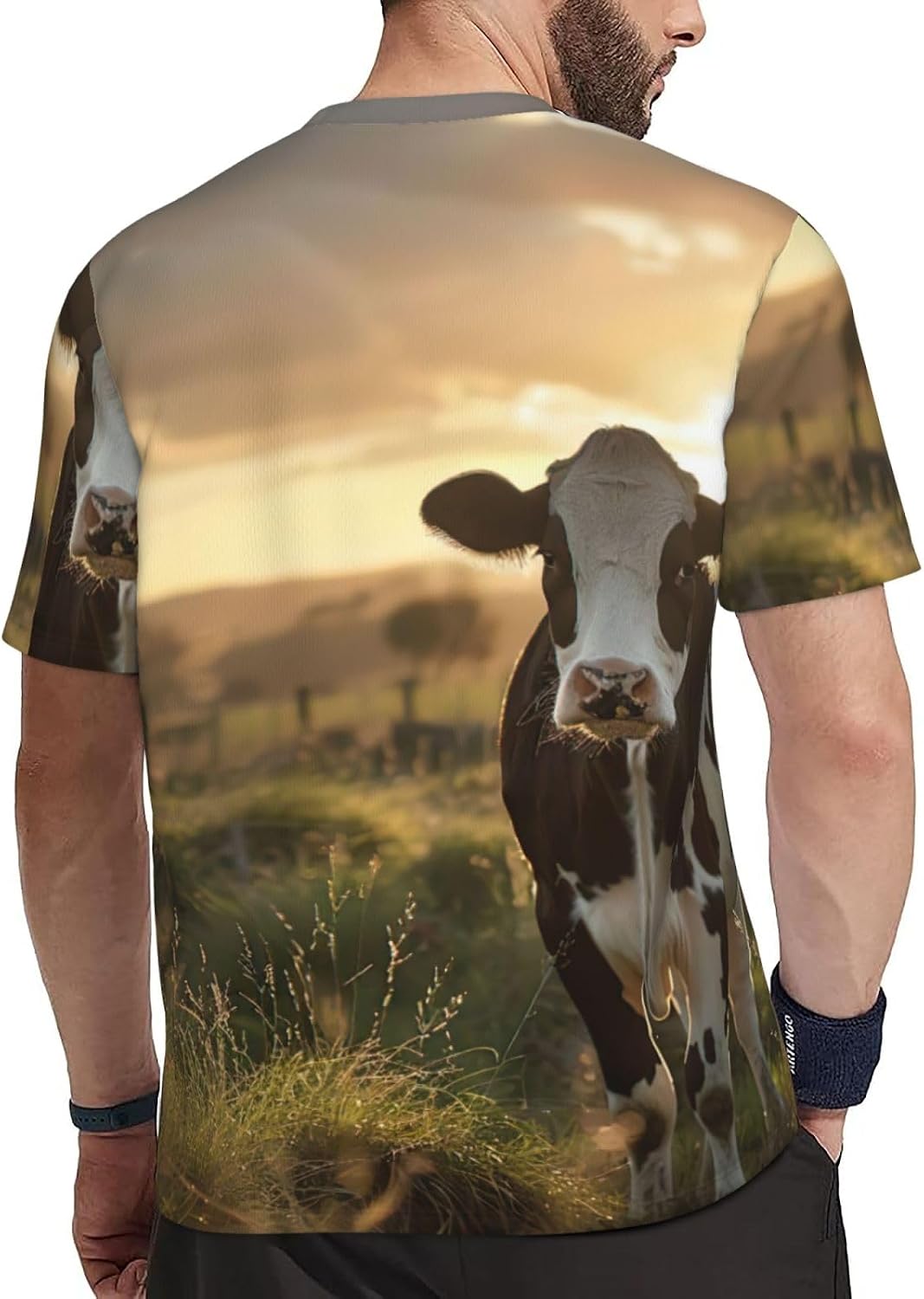 Dairy Cow Print Mens Short Sleeve Mesh T-Shirt Breathable Athletic Gym Running Casual Sports Wear