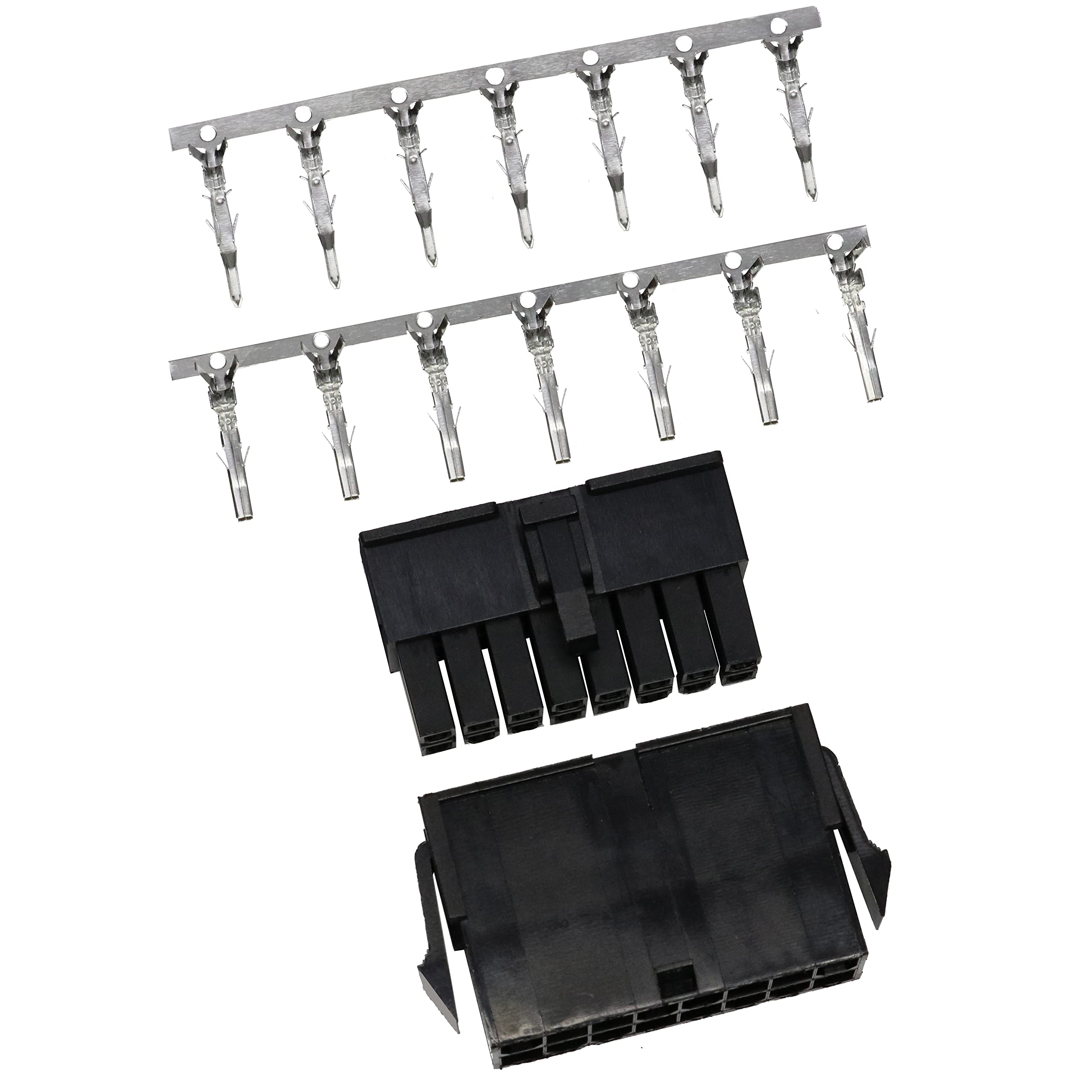 5557/5559 Double Row 4.2mm Black 16-pin Wire-to-Wire Crimp Connector Plug + Wire Socket + Crimps, Pack of 10 Compatible With Molex Mini-Fit Jr. — image 1
