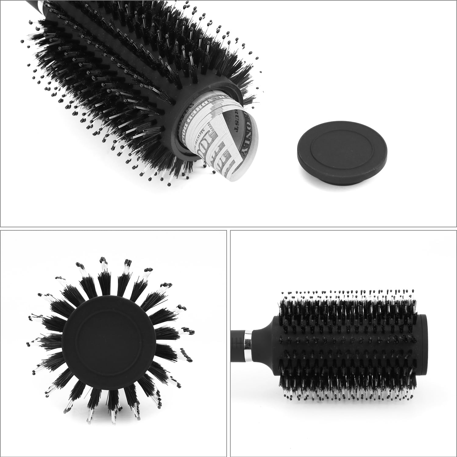 QWORK Diversion Safe Hair Brush - Discreet Hidden Compartment for Money, Jewelry, and Valuables, for Home and Travel Security, 2 Pack