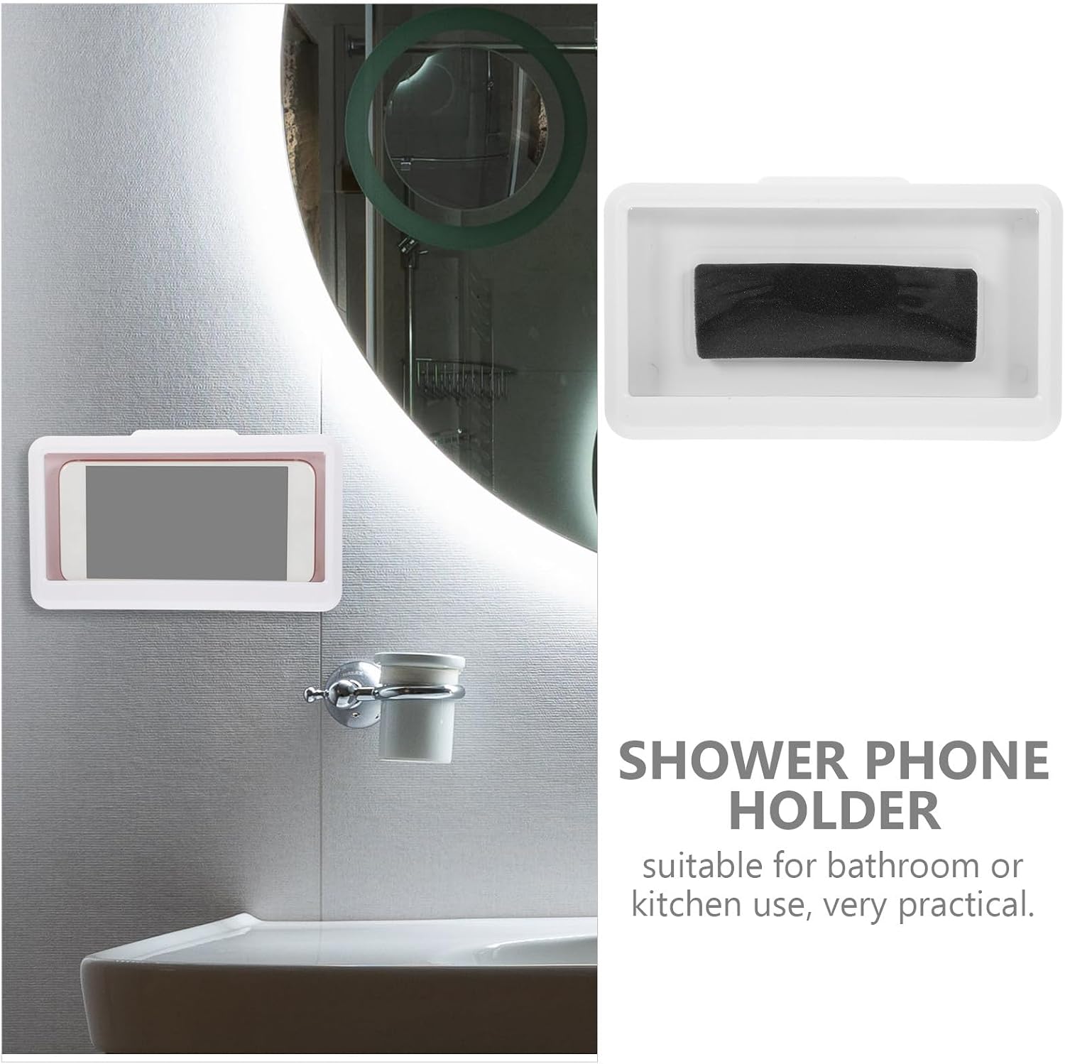 Waterproof Wall Mounted Phone Holder Adjustable Rotation for Bathroom Use image 3