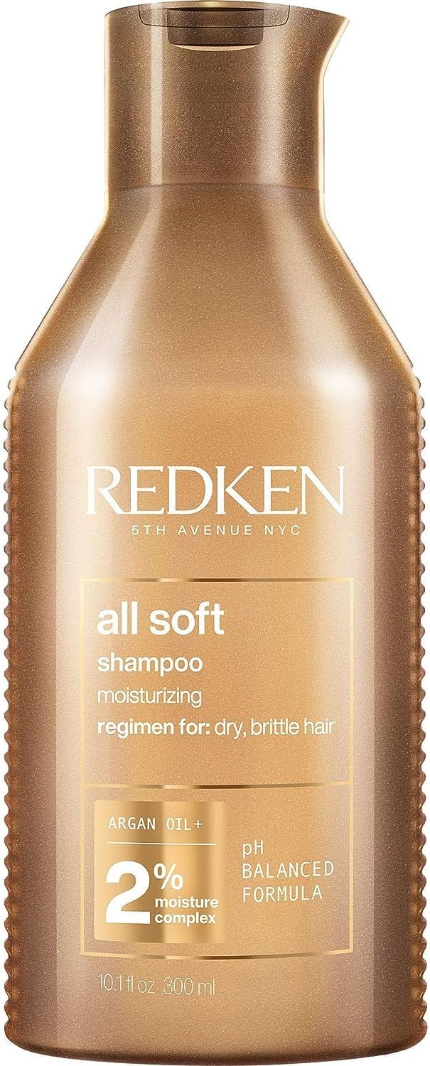 Redken All Soft Shampoo | For Dry/Brittle Hair | Provides Intense Softness and Shine | With Argan Oil | 10.1 Fl Oz, 10 fl. oz