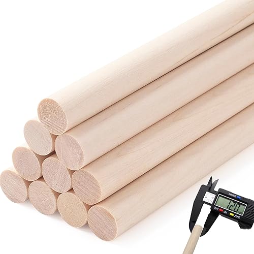 Yaliuliu 10PCS Dowel Rods Wood Dowels, 1/2 x 12 Inch