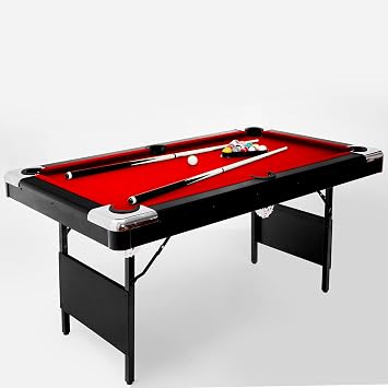 5.5, 6 or 7 Ft Billiards Table, Portable Pool Table with Easy Folding for Storage, Billiard Table Set Includes Full Set of Balls, 2 Cues & Brush for Kid, Adult