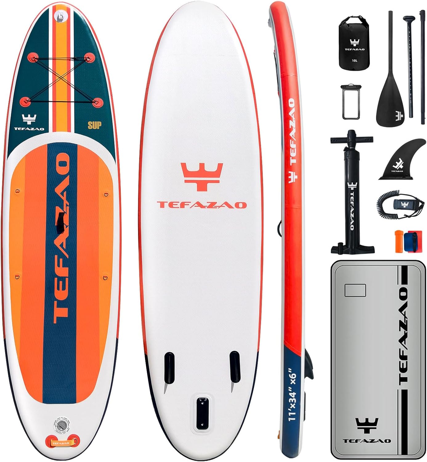 34'' Wide Inflatable Stand Up Paddle Board, 400lbs Capacity SUP Board with Premium Paddle Board Accessories, 100L Backpack, Dry Bag, Adj Paddle with for Adults