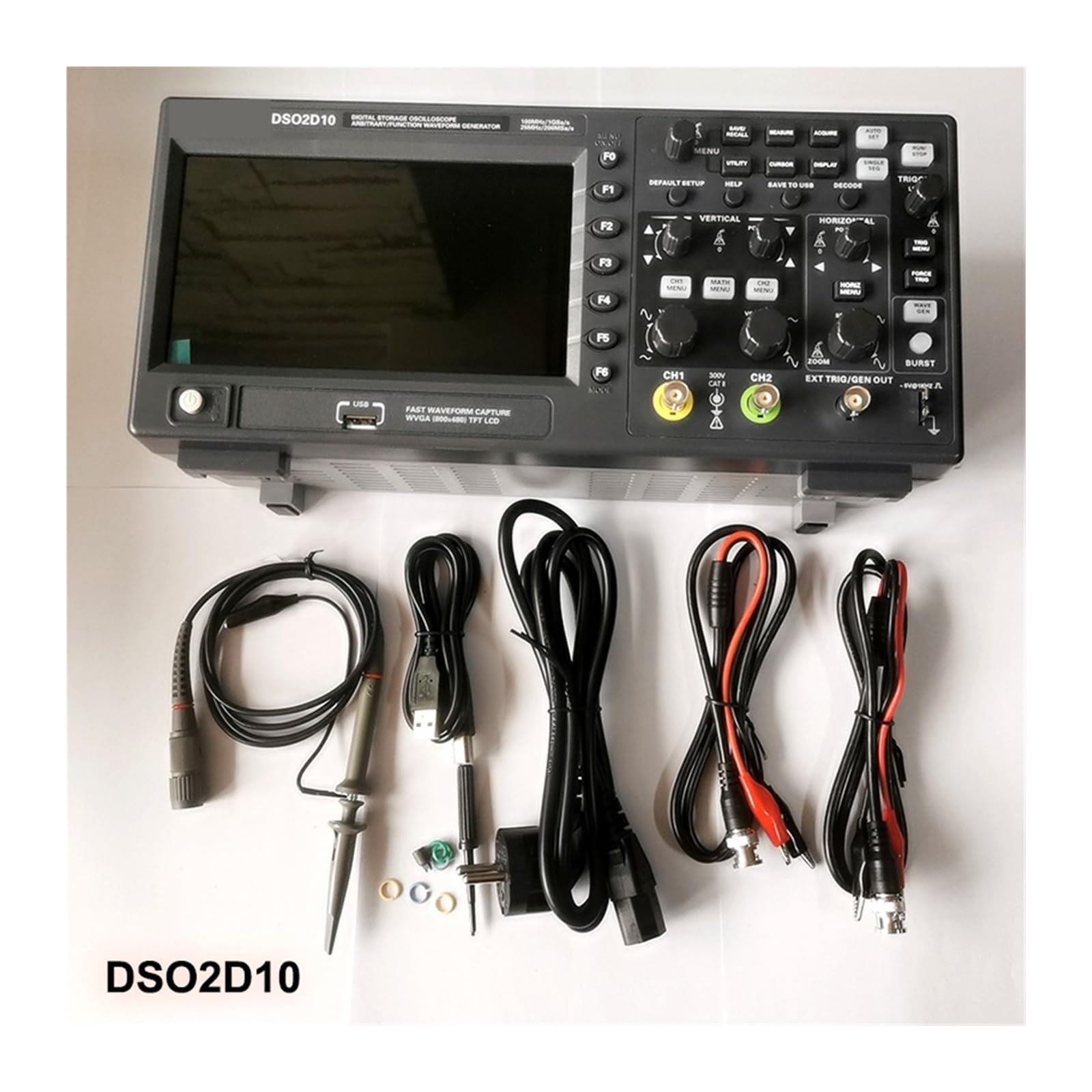 Osciloscopio Digital, Osciloscopio digital 2C15 2D10 2D15 2 canales 100Mhz/150Mhz Almacenamiento USB Multímetro portátil Tester(DSO2D10)