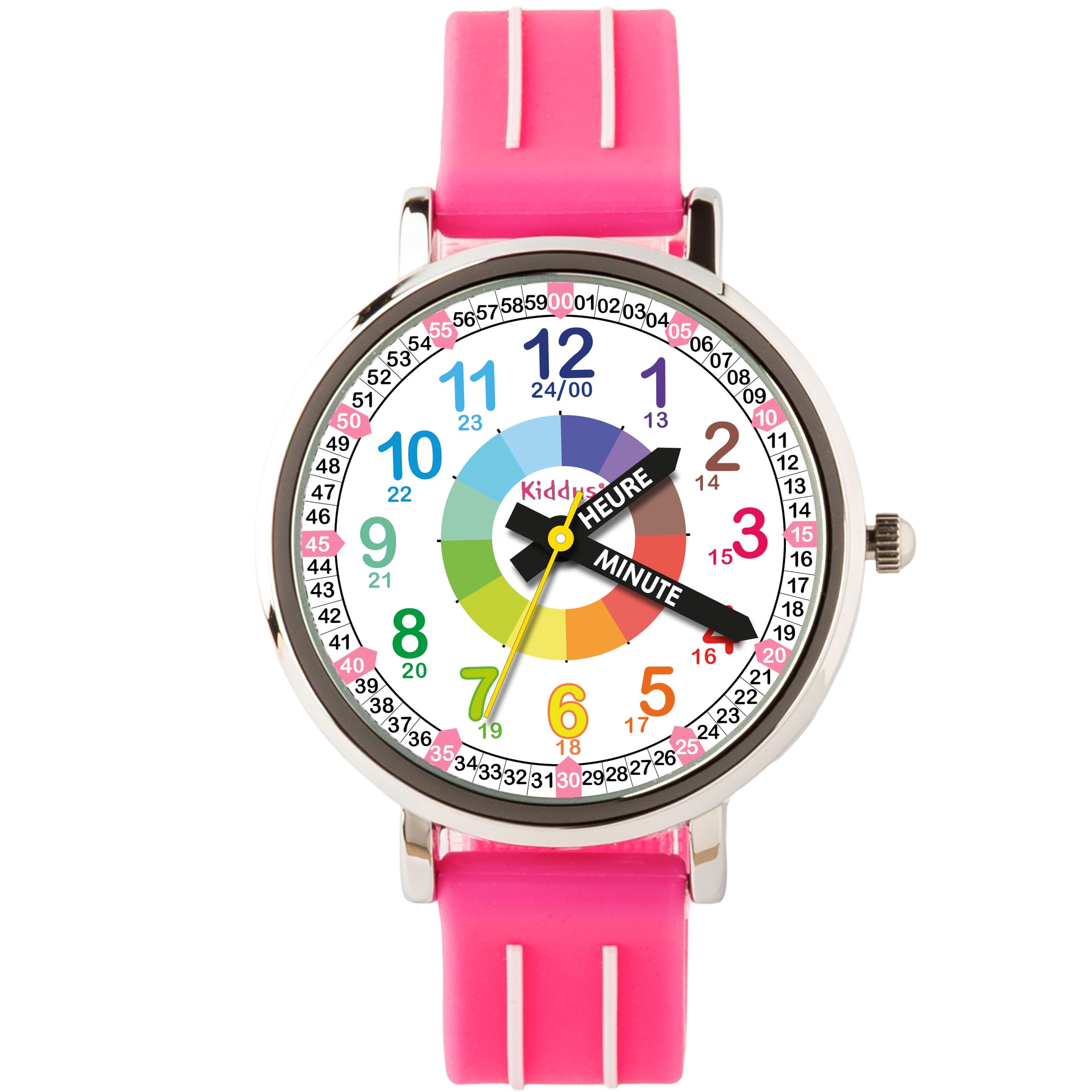 Kiddus Montre Enfant Fille et Garçon à partir de 5 Ans, Montre Éducative Analogique à Aiguilles, Apprentissage de l'Heure, Mouvement Japonais