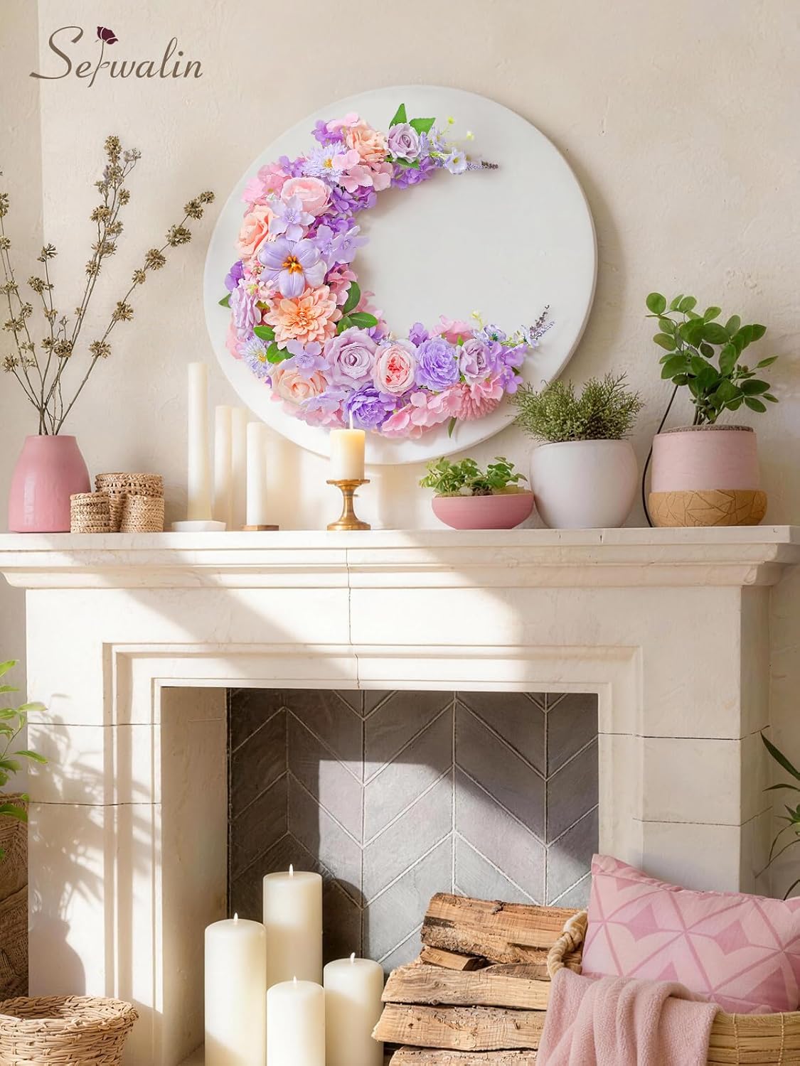 Serwalin Pink Purple Flowers Artificial, Dahlia Silk Fake Flowers, Faux Flowers for DIY Wedding Bouquets Cake Decoration Baby Shower Centerpieces Floral Arrangements Party Decor - Image 4