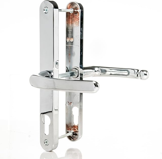 70mm PZ UPVC Door Handles Suits Cego LocksPolished ChromeLever/Lever70mm PZ (Centres)215mm Screw to ScrewBackplate 245mm X 32mmUPVC Door HandleChrome Replacement PVC Door Handle (TSSHAN70)