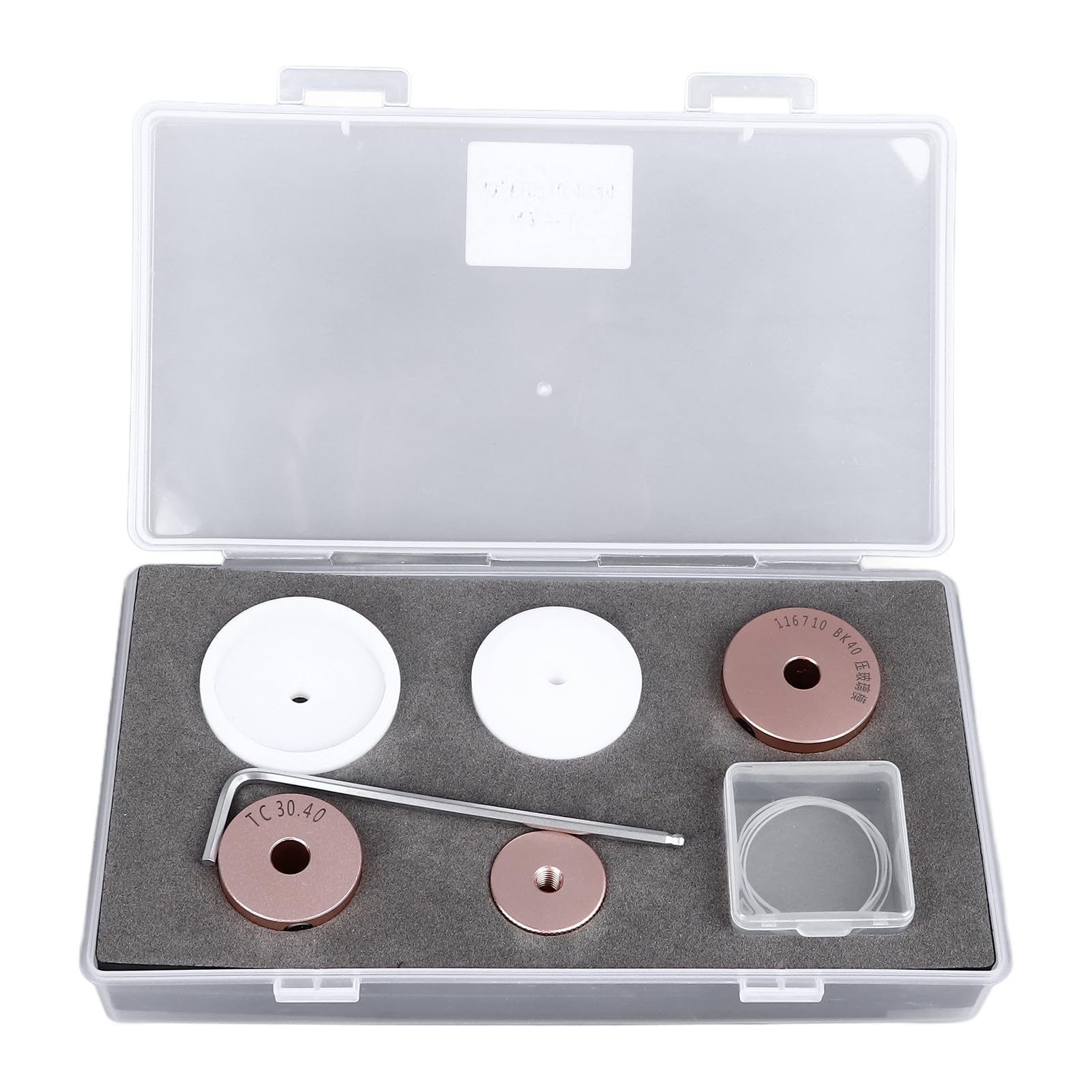 Juego de prensa para relojes, 5 tamaños, kit de reparación profesional, herramienta de prensa para caja trasera de reloj con 5 matrices para cerrar cajas de reloj a presión, material ABS y metal por