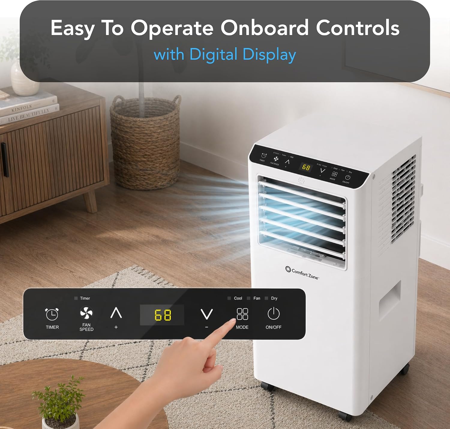 Comfort Zone Smart Portable Air Conditioner 8,000 BTU (5,100 BTU SACC) - WiFi Enabled 3-in-1 AC Unit, Dehumidifier & Fan with Remote Control, Sleep Mode & 24H Timer