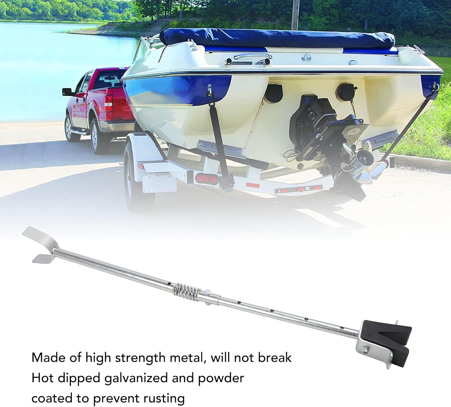 Qqmora Boat Transom Saver Adjustable Spring Loaded Heavy Duty Outboard Motor Support Bracket Secure Engine Roller Trailer Mounts for Boat Trailers 20.28 to 28.94 Inches