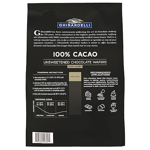 Miniatura 4 de Ghirardelli Chocolate Company Obleas 100% cacao sin azúcar, bolsa de 5 libras
