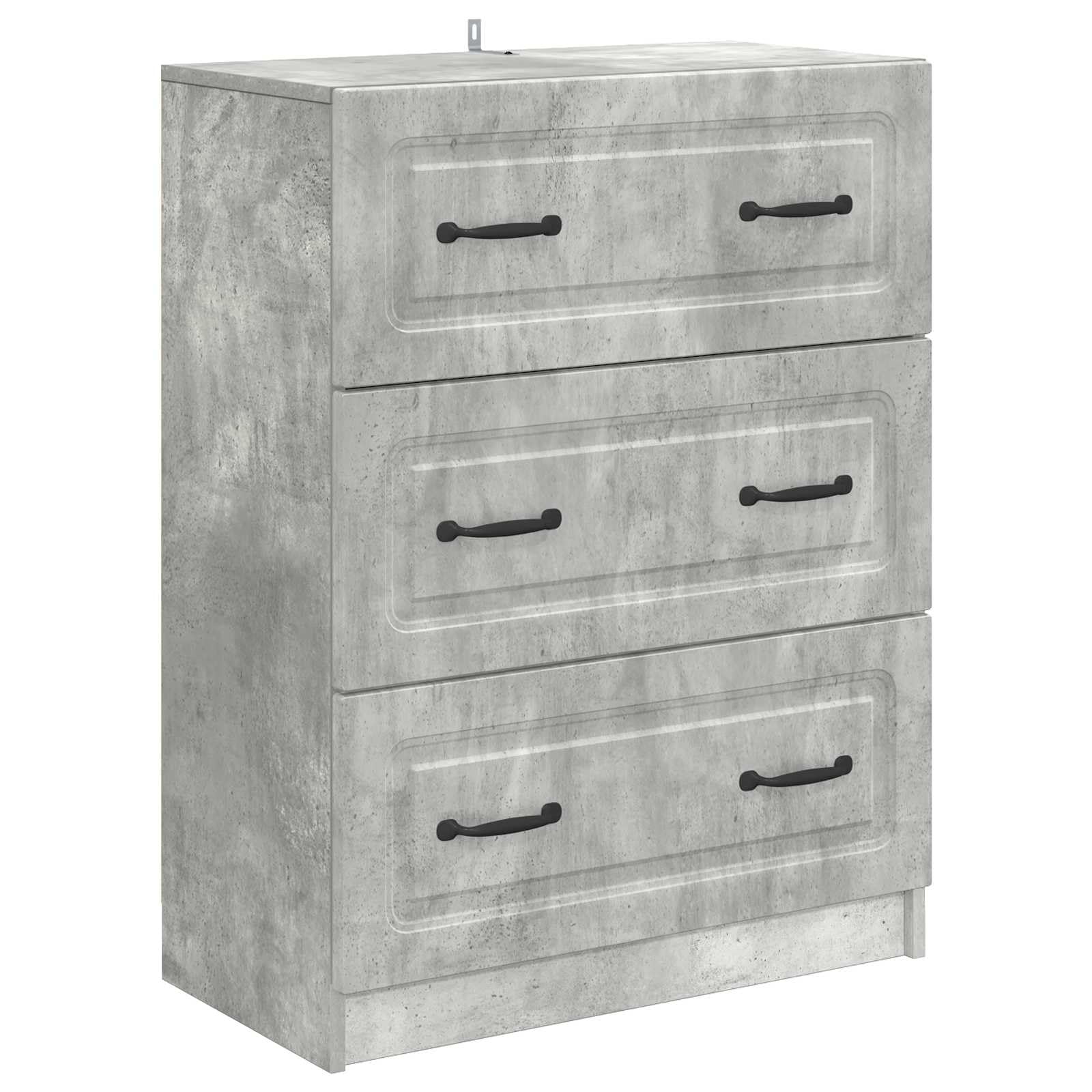 Cómoda gris hormigón de 66 cm con 2 cajones y 3 compartimentos de diseño moderno para pasillo