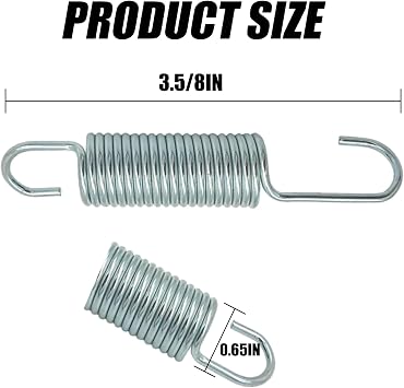 Recliner Replacement Parts: 3-5/8 Long Neck Springs (2-Pack) Heavy-Duty Extension Spring for Furniture Repair Secure Hook-to-Hook Design Ensures Smooth, Quiet Recliner Mechanism Operation