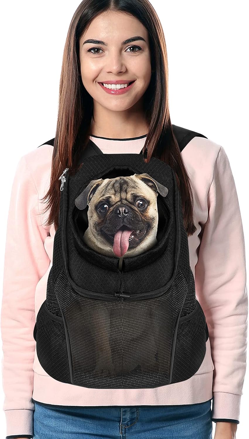 FORLEXI Cat Carrier Front Dog Backpack, Airline Approved Outdoor Travel Backpack with Breathable Head Out Design for Small Medium Dogs…