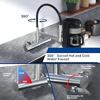 Detbom Fali Konyhai Csap 3/4" Rozsdamentes Acél 3 Sugaras Flexibilis Csővel 3