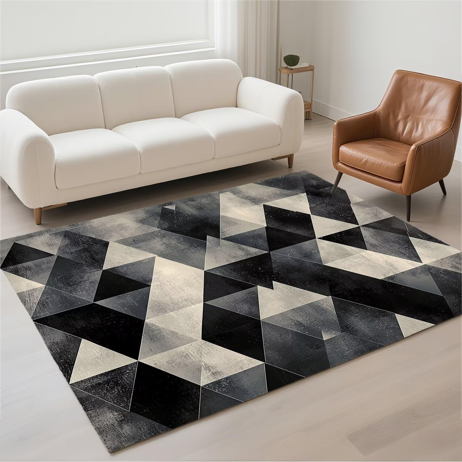 Tapis salon imperméable noir 160x230cm grand modèle rectangulaire