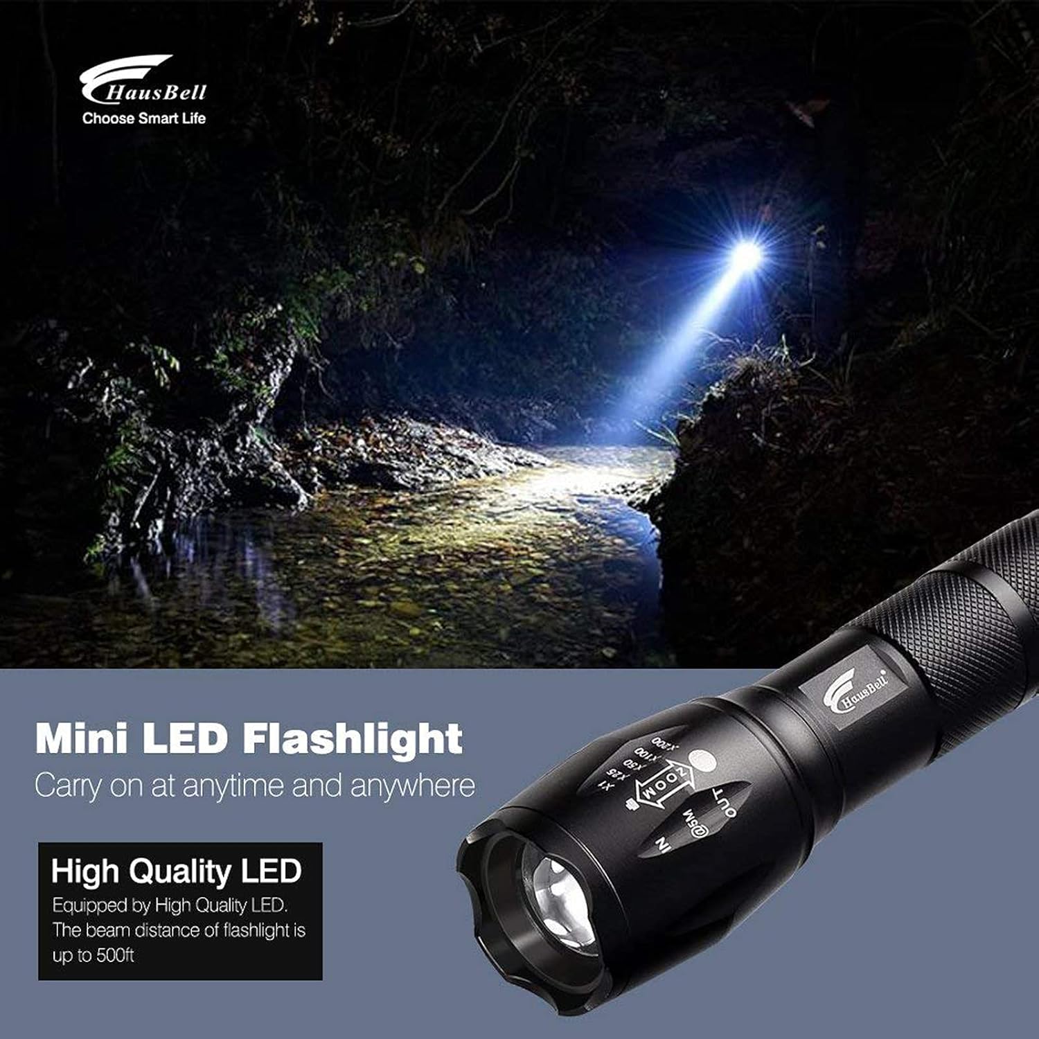 Hausbell Flashlights T6 Flashlight Adjustable Image