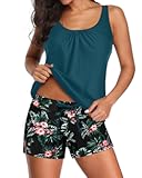 Two Piece Women&apos;s Tankini Swimsuits Blouson Swim Tank Top with Shorts Modest Bathing Suits