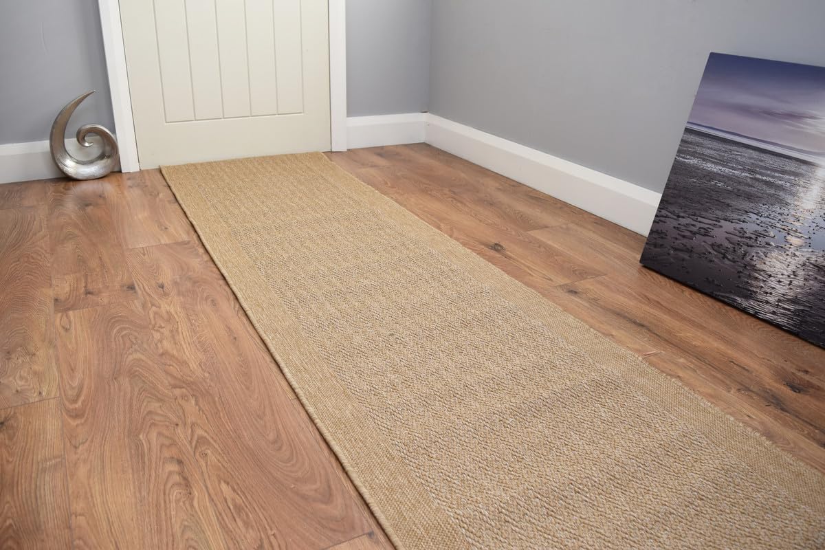 SrS Rugs® Luna Flatweave Collection, Reversible Indoor Outdoor Runner Rug for Hallway, Kitchen, and Entrance. Smooth Soft 2mm Depth Pile. 70cm Wide. Any Length (Flatweave Beige, Length: 26' (792cm)) — image 1