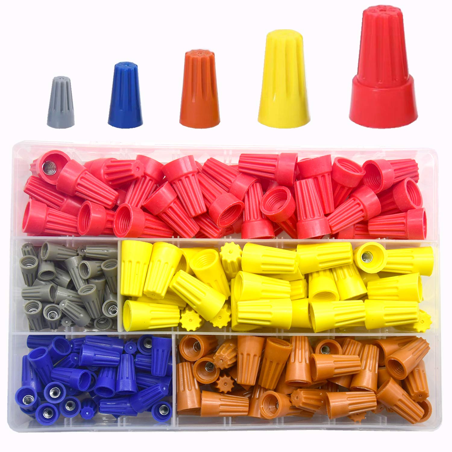CEEYSEE 200 Pcs Electrical Wire Twist Nut Connector Terminals Cap Spring Connector Assortment