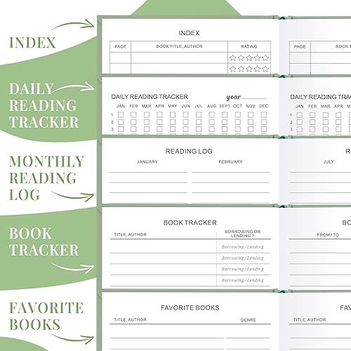 Miniatura 5 de JUBTIC Diario de lectura, diario de lectura para revisar y seguir tu progreso de lectura, accesorios de libro de regalo para amantes de los libros y