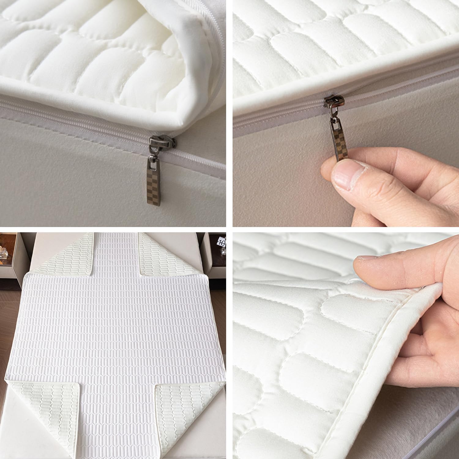 Blue/b,90 * 200+25cm,LDLCYCN Waterproof Zipped Mattress Protector Customizable Breathable Quilted Mattress Cover 6 Side Fitted Sheet Full Wrap Soft Mattress Encasement Cover for Bedroom Hotel