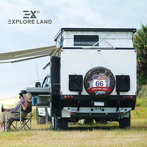 Vista 37 de Explore Land Cubierta de neumático de repuesto resistente, ajuste universal, remolque, RV, SUV, camión