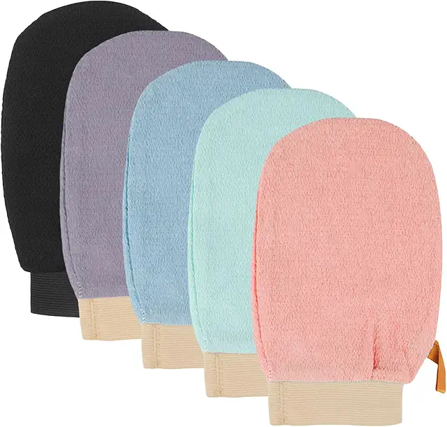 Gants Exfoliants 5 Pièces - Gant de Gommage Corps Réutilisable pour Douche et Bain