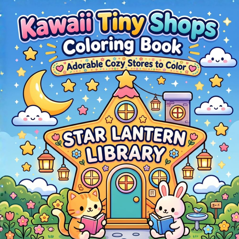 Kawaii Tiny Shops Coloring Book: Adorable Cozy Stores to Color for Kids, Teens, and Adults: Cute Shop Scenes, Whimsical Storefronts, and Bold Easy Coloring Pages (Kawaii Cozy Coloring Books)