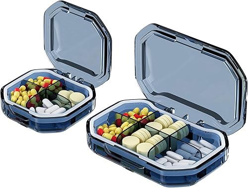 Miniatura 1 de Pastillero hermético para pastilleros, dispensador de píldoras, soporte para suplementos de viaje en el hogar, portátil, compacto, impermeable, para