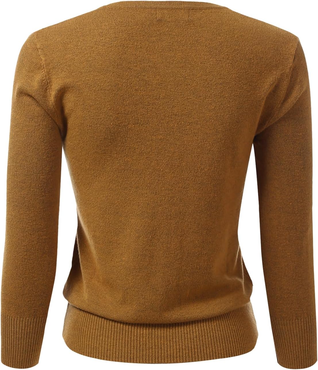 Women's 3/4 Sleeve Crewneck Button Down Knit Sweater Soft Cardigan (S-XXL)