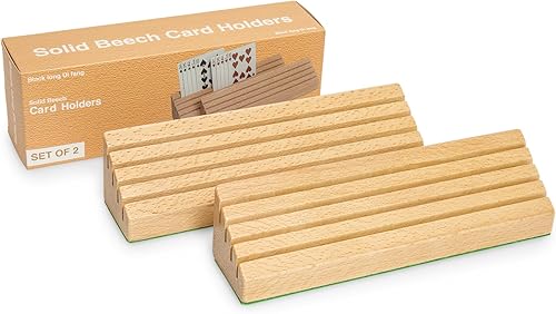 Miniatura 6 de 9.85 pulgadas - Soporte para cartas de haya maciza de tamaño estándar, juego de 2 piezas, almacenamiento de tarjetas