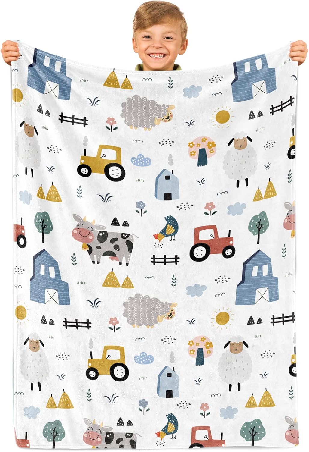 Lovely Farm Toddler Blanket for Boys Girls, Farm Baby