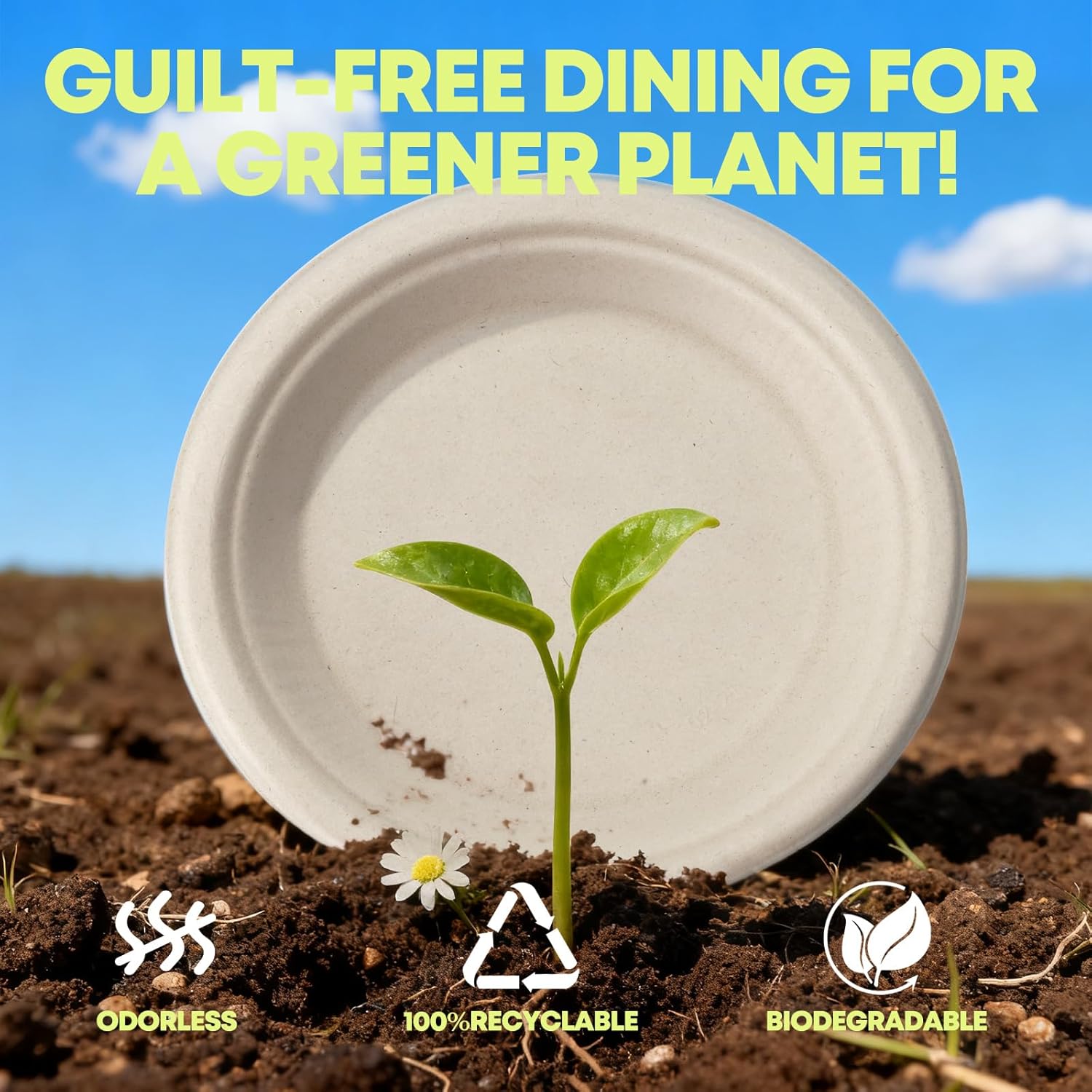 W&Y 100 Pack 6 Inch Disposable Small Paper Plates,Heavy Duty Dessert Plates - Compostable, Microwave-Safe, Leak-Proof, Ideal for Parties, Picnics & Daily Use - Image 5