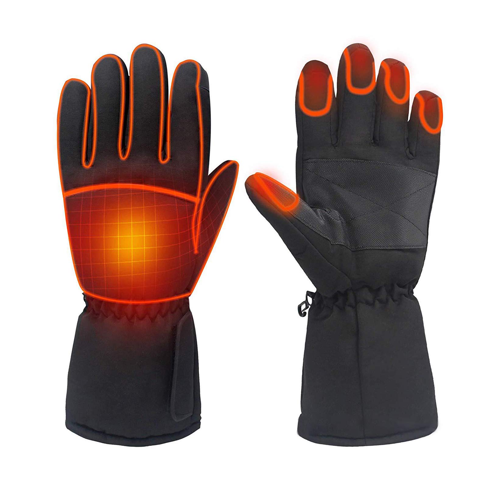 Okngr Heated Gloves, Battery-Powered Heat Gloves Warm Touchscreen Gloves Rechargeable Electric Motorcycle Gloves Men Women Ideal for Cycling Riding Skiing Fishing