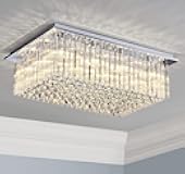 Saint Mossi 12-Lights Modern Chandelier Lamp K9 Crystal Chandelier Light Fixture,Modern Flush Mount Ceiling Light Fixture Raindrop Chandelier for Bedroom,Dining Room,Livingroom,L32 x W22 x H10