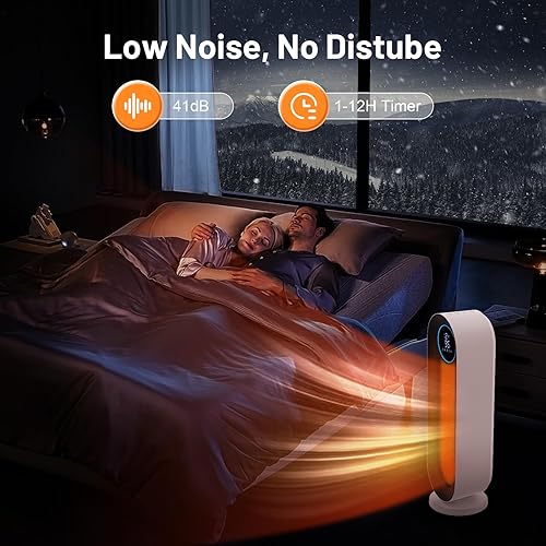 Miniatura 7 de Daxiga Calentador de espacio para uso en interiores, calentador eléctrico portátil de 19.6 pulgadas con control remoto, calentamiento rápido de 1500