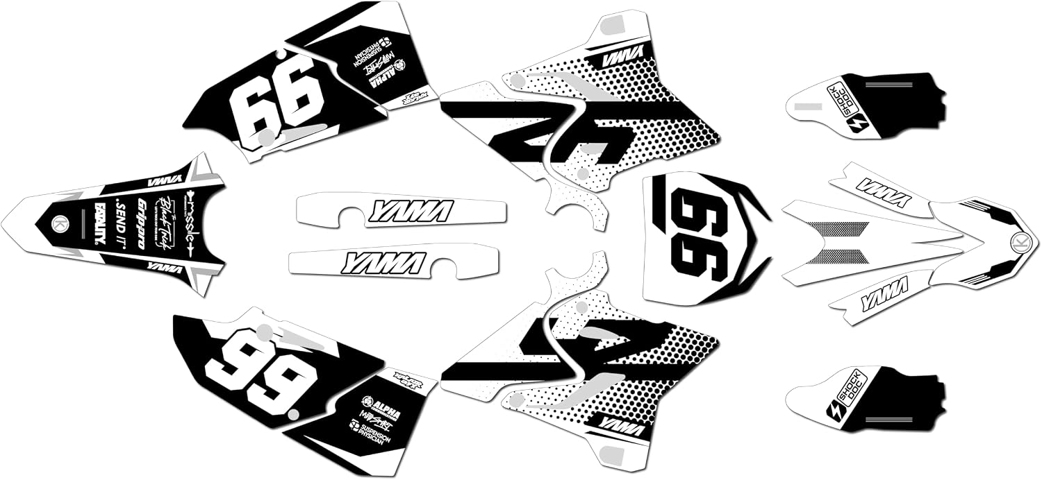 Graphics Kit for Yamaha YZ125 & YZ250 2015-21 Particle Series White 16 Mil - On/Off the Road - Dirt Pit Bike Motorcycle Sticker, Dirtbike Racing Decal Motocross Accessories no-Plastics
