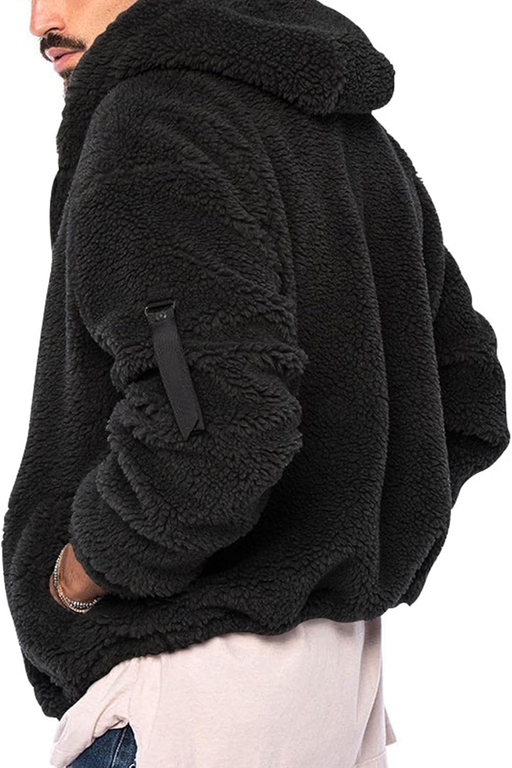 Men's Fuzzy Sherpa Athletic Hoodie Heavyweight Fleece Jacket Zip Up Hooded Sweatshirt Sports Coat, M-3XL