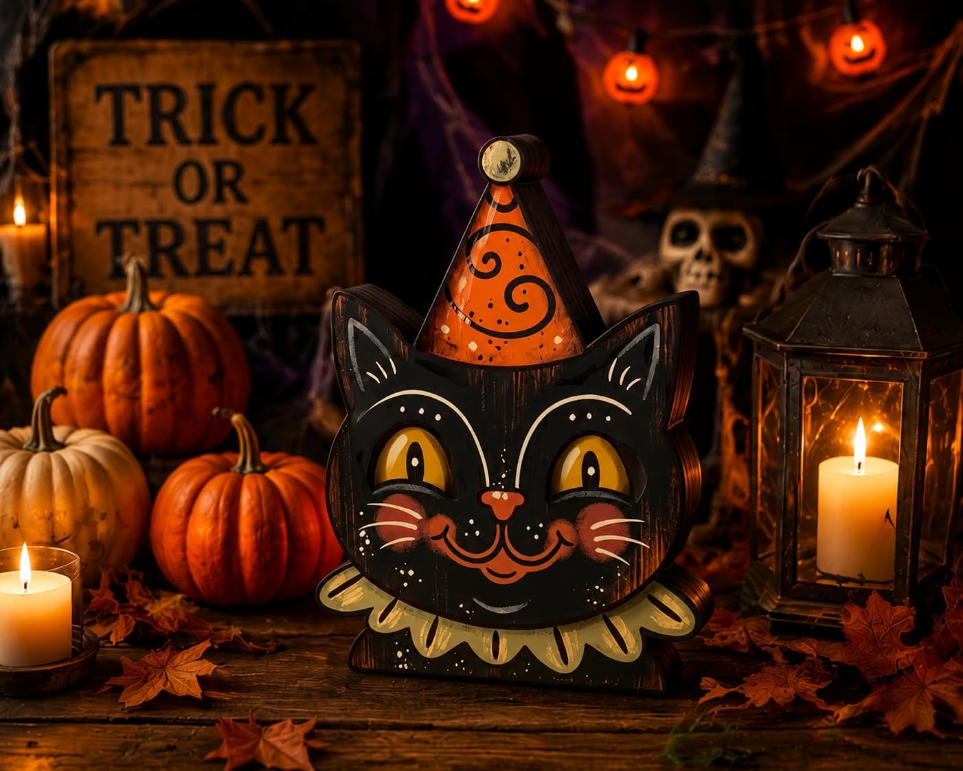 Wooden Halloween Decor Small Halloween Signs Indoor Decor Black Cat Pumpkin