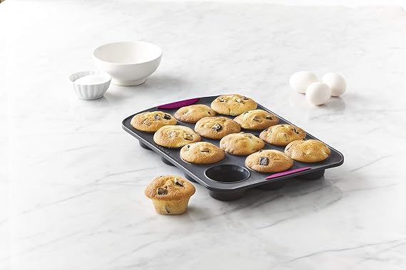 Trudeau Silicone Muffin Pan, 12 Cup, Fuchsia (Model: 05115197KR)