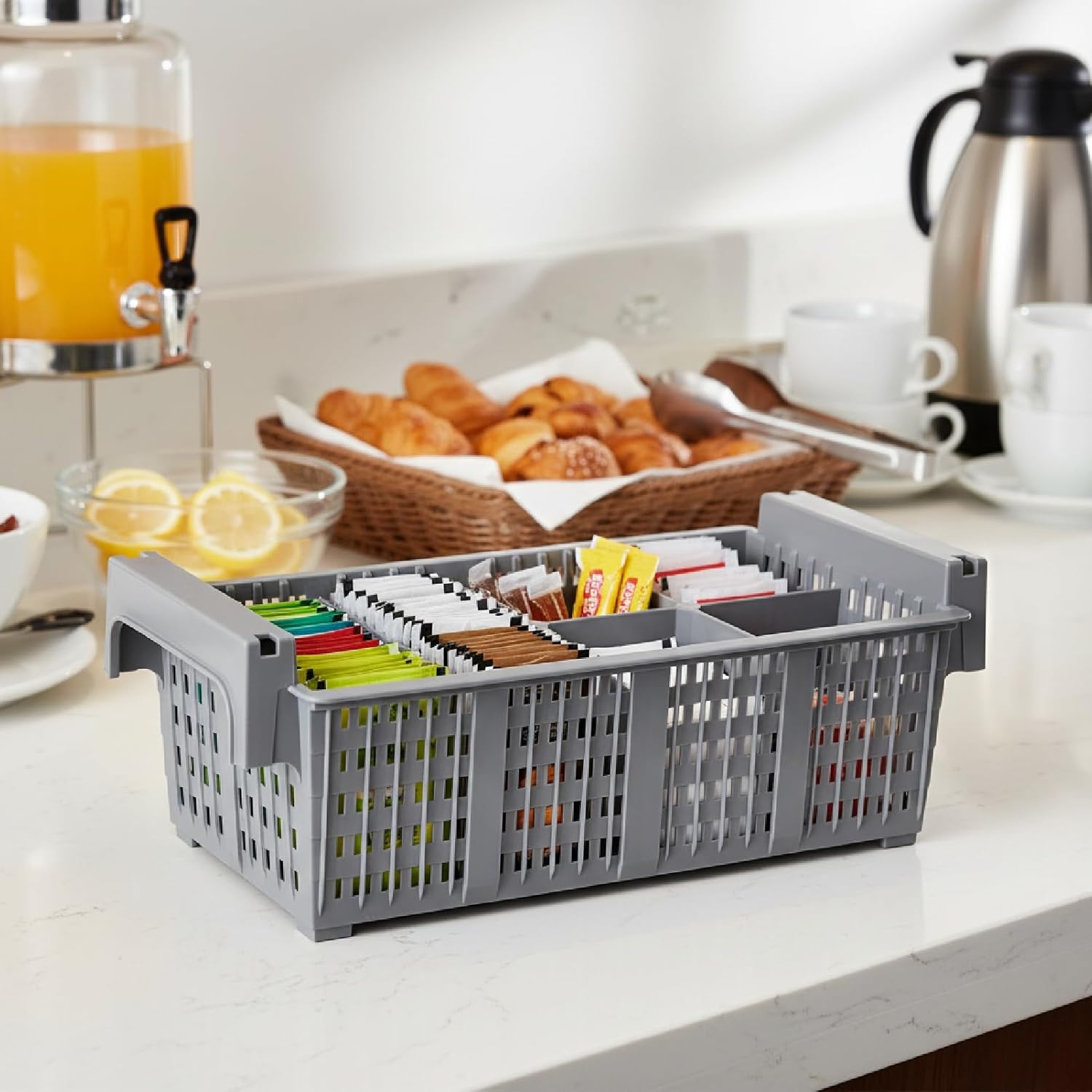 1-Piece Commercial Dishwasher Rack, Silverware Drying Basket with 8 Compartments and Drain Holes, Utensil Holder for Kitchen and Restaurant Use (16.5" x 8.2" x 5.7", Gray)​