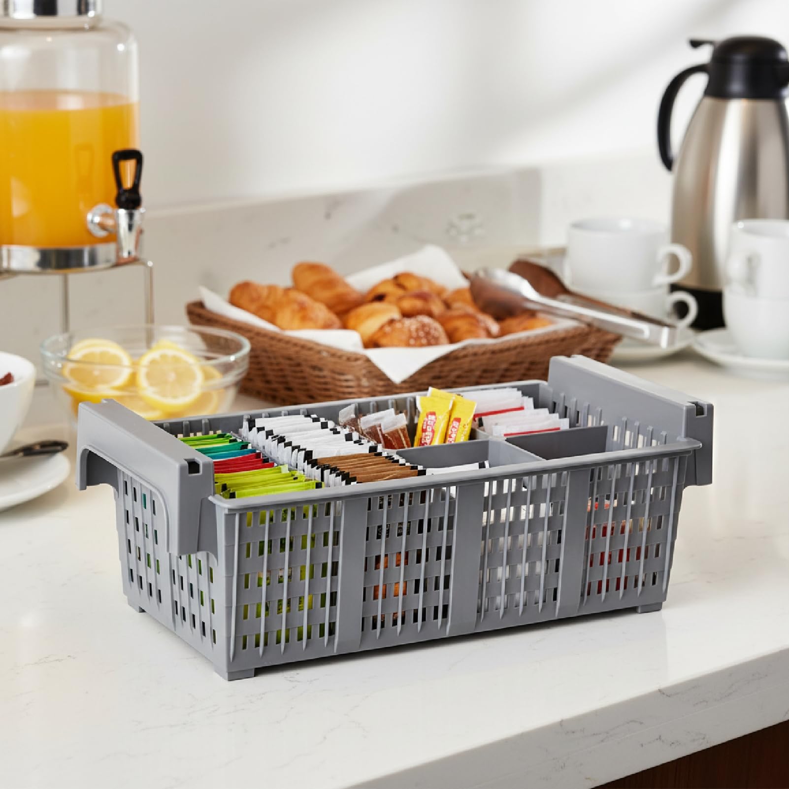 1 estante comercial para lavavajillas, cesta de secado de cubiertos con 8 compartimentos y agujeros de drenaje, soporte para utensilios para uso en cocina y restaurante (16.5 x 8.2 x 5.7 pulgadas
