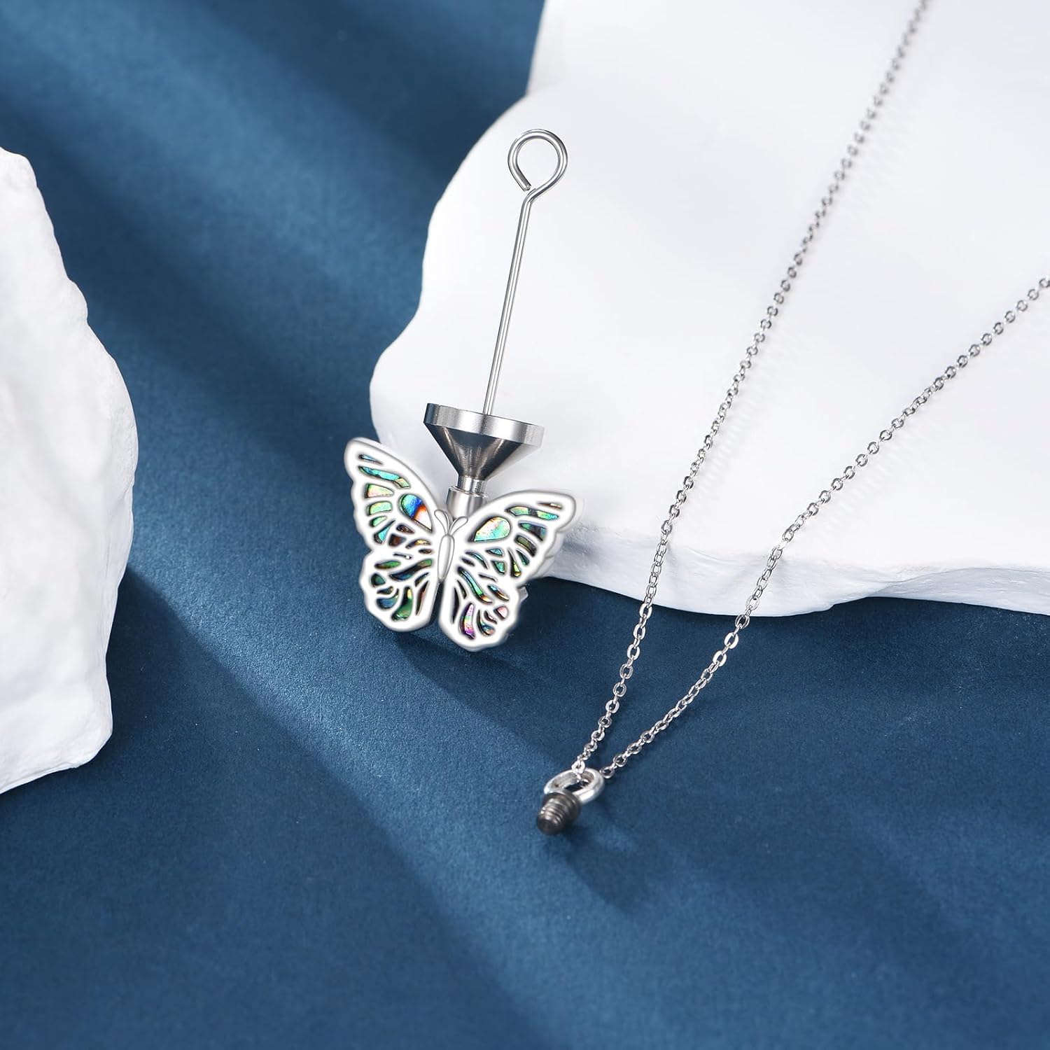 URONE Butterfly Urn Necklace for Ashes 925 Sterling Silver Butterfly Ashes Pendant Necklace Keepsake Memory Cremation Jewelry for Ashes for Women - Image 3