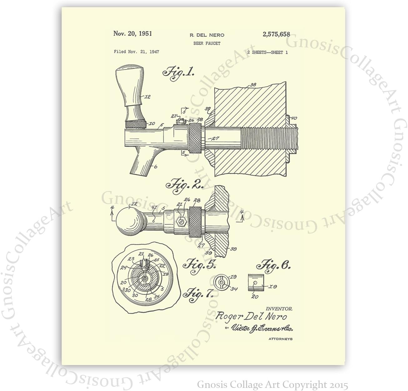 Patent Prints Beer wall Art Set of 4 Unframed Wall Art Beer Gifts Patents_Beer_Crm4A
