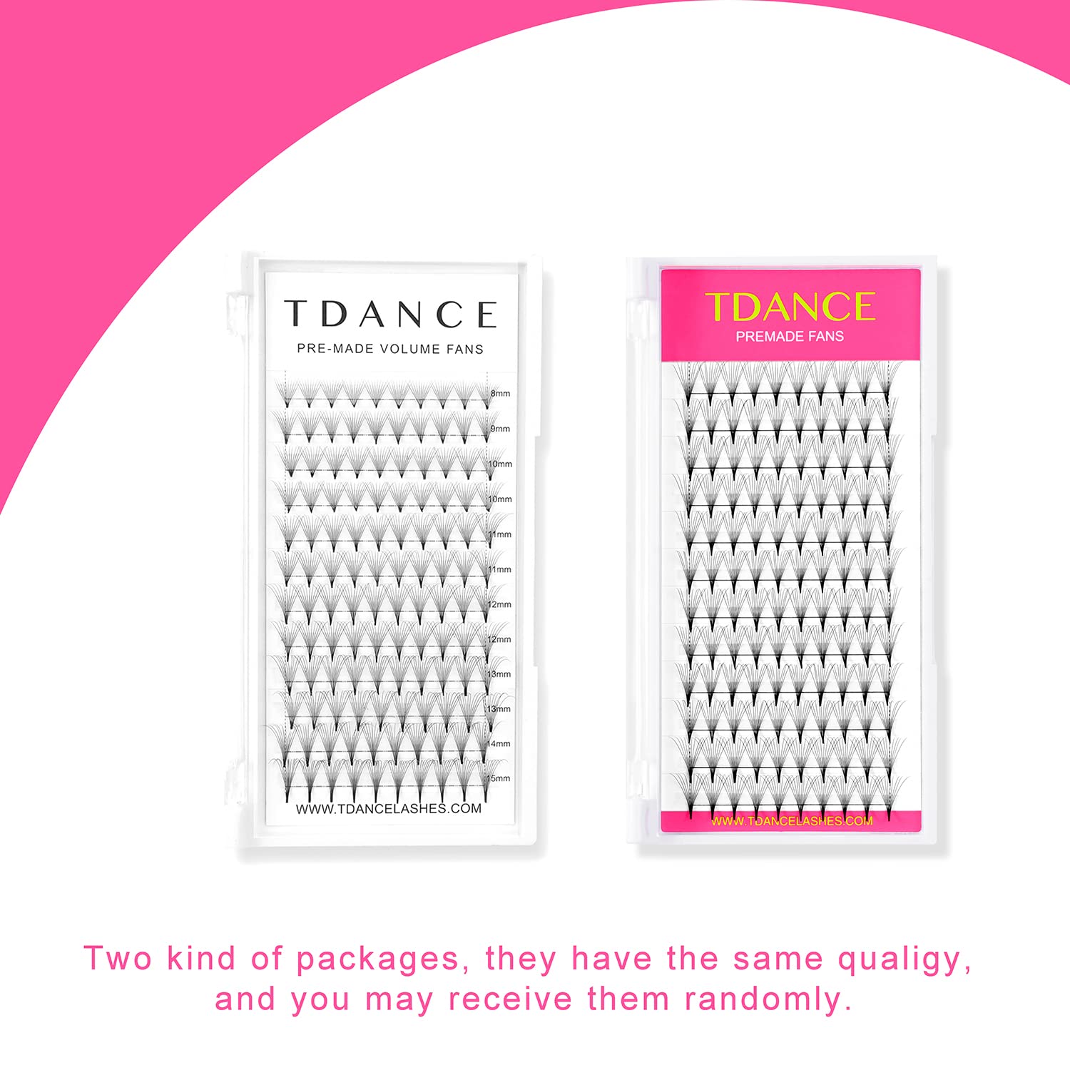 TDANCE Eyelash Extensions 8D Superior Lash Extensions Premade Fans Russion Volume Fans D Curl 0.07 Thickness Middle Stem 8-15mm Mixed Length(Middle Stem,8D-0.07-D,8-15mm)
