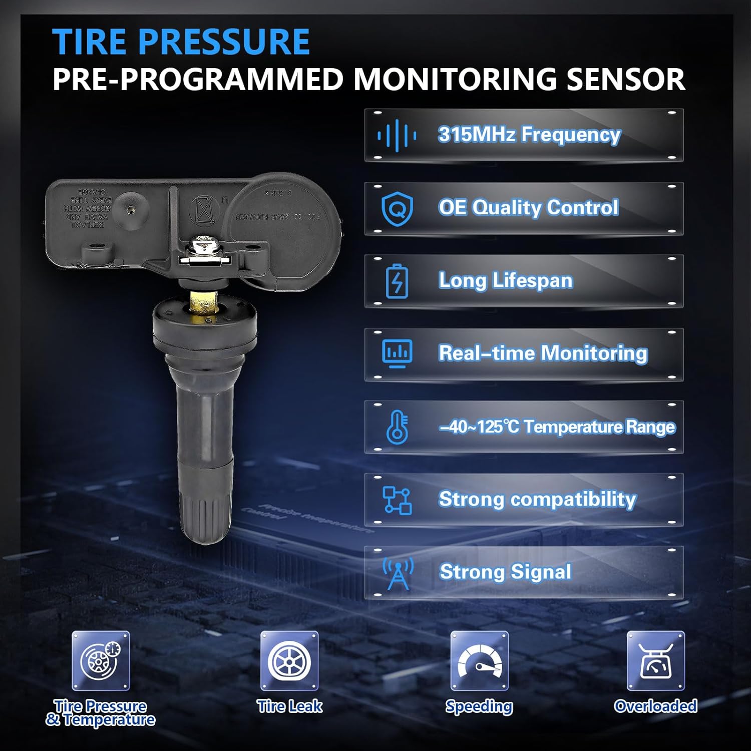 Tire Pressure Monitoring System 315MHz Compatible with 2005-2023 Dodge Ram Chrysler Jeep Replace# 56029479AB 56029479AA-4 Packs